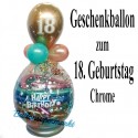 Geschenkballon zum 18. Geburtstag, Happy Birthday Chrome