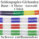 1 Girlande zu Karneval und Fasching, 4 m, Farben: Bunt, Rot-Weiß, Grün-Weiß, Blau-Weiß