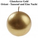 Glanzkerze Rund, Gold, Orient