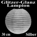 Glitzer-Glanz Lampion, 30 cm, Silber