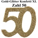 Konfetti XL Tischdekoration Zahl 50, Gold-Glitzer