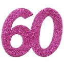 Zahlendeko Konfetti, Pink Glitter, Zahl 60