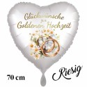Glückwünsche zur Goldenen Hochzeit, Satin de Luxe, großer Herzluftballon, weiß, inklusive Helium-Ballongas