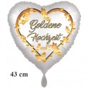 Goldene Hochzeit. Herzluftballon, Folienballon zur Goldhochzeit, inklusive Helium-Ballongas