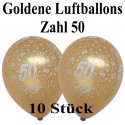 Goldene Luftballons, Zahl 50, 10 Stück