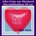 Große Herzluftballons, 45 cm, Alles Gute zur Hochzeit, 1000 Stück