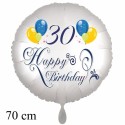 Happy Birthday Balloons. Großer Luftballon zum 30. Geburtstag mit Helium-Ballongas
