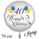 Happy Birthday Balloons, großer Luftballon zum 40. Geburtstag mit Helium-Ballongas