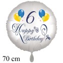 Happy Birthday Balloons, großer Luftballon zum 6. Geburtstag mit Helium-Ballongas