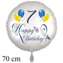 Happy Birthday Balloons, großer Luftballon zum 7. Geburtstag mit Helium-Ballongas