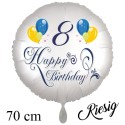 Happy Birthday Balloons, großer Luftballon zum 8. Geburtstag mit Helium-Ballongas