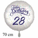 Happy Birthday Konfetti, großer Luftballon zum 28. Geburtstag mit Helium-Ballongas
