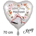 Alles Gute zur Hochzeit, Hochzeitsglocken, Jumbo Folienballon, Herz inklusive Helium-Ballongas