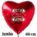Großer Herzluftballon in Rot. "Willst Du mich heiraten?" Zum Heiratsantrag Inklusive Helium
