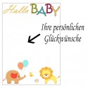 Grußkarte zur Geburt und Taufe, Hallo Baby: Ballongrüße