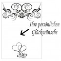 Grußkarte zur Hochzeit, florale Ornamenten und Herzen