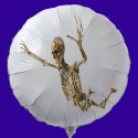 Halloween Skelett Luftballon aus Folie, 45 cm Rundballon, weiß
