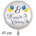 Happy Birthday Balloons Luftballon zum 8. Geburtstag mit Helium-Ballongas