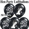 Hen Party Luftballons Schwarz, 50 Stück