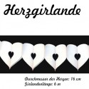 Herzgirlande Weiß 16 cm