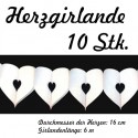 Herzgirlande Weiß 16 cm 10 Stück