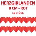 Herzgirlanden Rot 8 cm 10 Stück