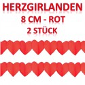 Herzgirlanden Rot 8 cm 2 Stück