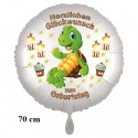 Herzlichen Glückwunsch großer Luftballon mit Schildkröte zum Kindergeburtstag mit Helium