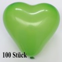 Herzluftballons, Mini, 8-12 cm, 100 Stück, Grün