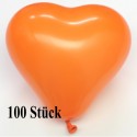 Herzluftballons, Mini-Herzballons 100 Stück, Orange