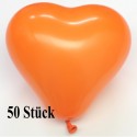 Herzluftballons, Mini, 8-12 cm, 50 Stück, Orange
