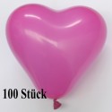 Herzluftballons, Mini, 8-12 cm, 100 Stück, Pink