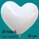 Herzluftballons Weiß 20 Stück / Heliumqualität