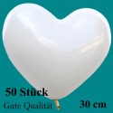Herzluftballons Weiß 50 Stück / Heliumqualität