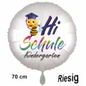 Hi Schule. Kindergarten aus. Großer, weißer, runder Luftballon, Satin de Luxe