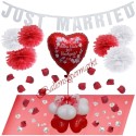 Deko-Set mit Luftballons zur Hochzeit, Just Married Rot-Weiß
