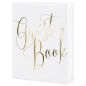 Hochzeits-Gästebuch in Weiß und Gold, handgemacht