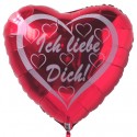 Ich liebe Dich, Herzluftballon mit weißen Herzchen, inklusive Helium
