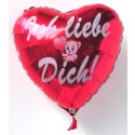 Ich liebe Dich, Herzluftballon mit Luftballon-Bärchen, inklusive Helium