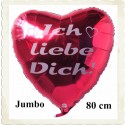 Ich liebe Dich! Riesengroßer Herz-Luftballon mit Helium