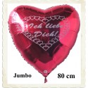 Ich liebe Dich! Riesiger Jumbo-Herz-Luftballon mit Helium
