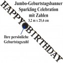 Jumbo-Geburtstagsbanner Sparkling Celebration Birthday mit Zahlen zum Geburtstag