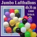 Jumbo Luftballons, Latex 40 x 30 cm Ø, 1000 Stück / Farbauswahl