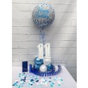 Partydeko-Set zum 11. Geburtstag in Blau und Silber, Happy Birthday