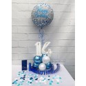 Partydeko-Set zum 14. Geburtstag in Blau und Silber, Happy Birthday