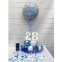 Partydeko-Set zum 28. Geburtstag in Blau uns Silber, Happy Birthday