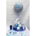Partydeko-Set zum 4. Geburtstag in Silber-Blau, Happy Birthday