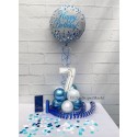 Partydeko-Set zum 7. Geburtstag in Silber-Blau, Happy Birthday