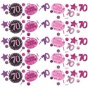 Pink Celebration 70 Konfetti, 3 Sorten Streudekoration, Partydekoration zum 70. Geburtstag