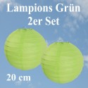 Lampions Grün, 20 cm, 2 Stück